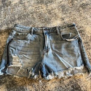 Denim Jean Shorts with Side Zipper Design
